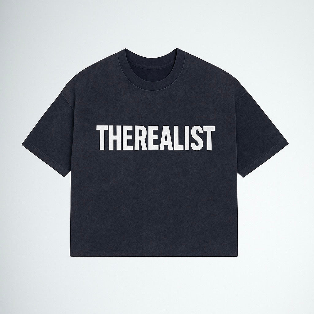 THEREALIST Storm Fade Boxy Tee – Grey Acid-Wash