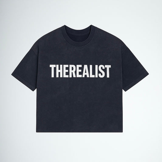 THEREALIST Storm Fade Boxy Tee – Grey Acid-Wash