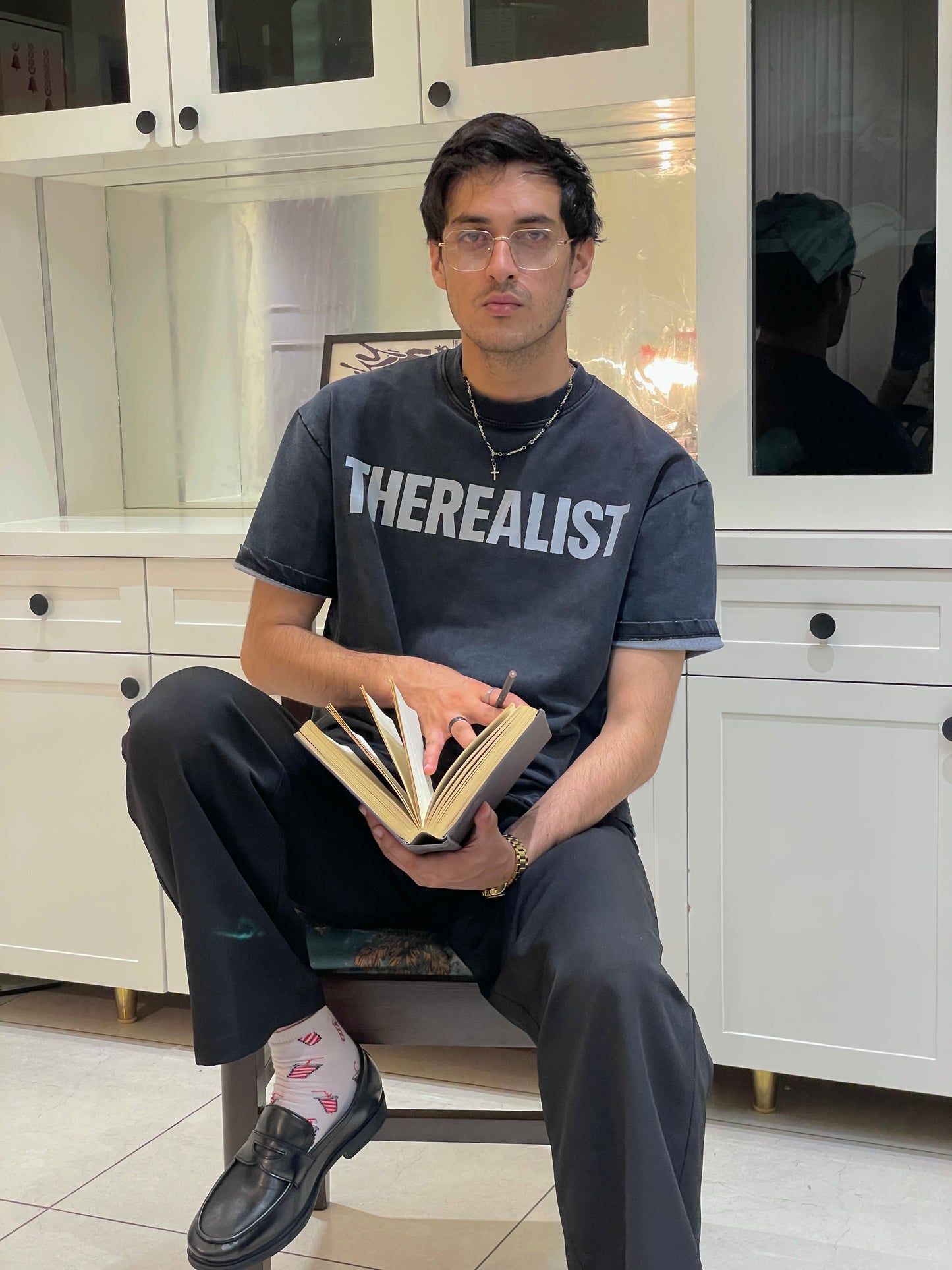 THEREALIST Storm Fade Boxy Tee – Grey Acid-Wash