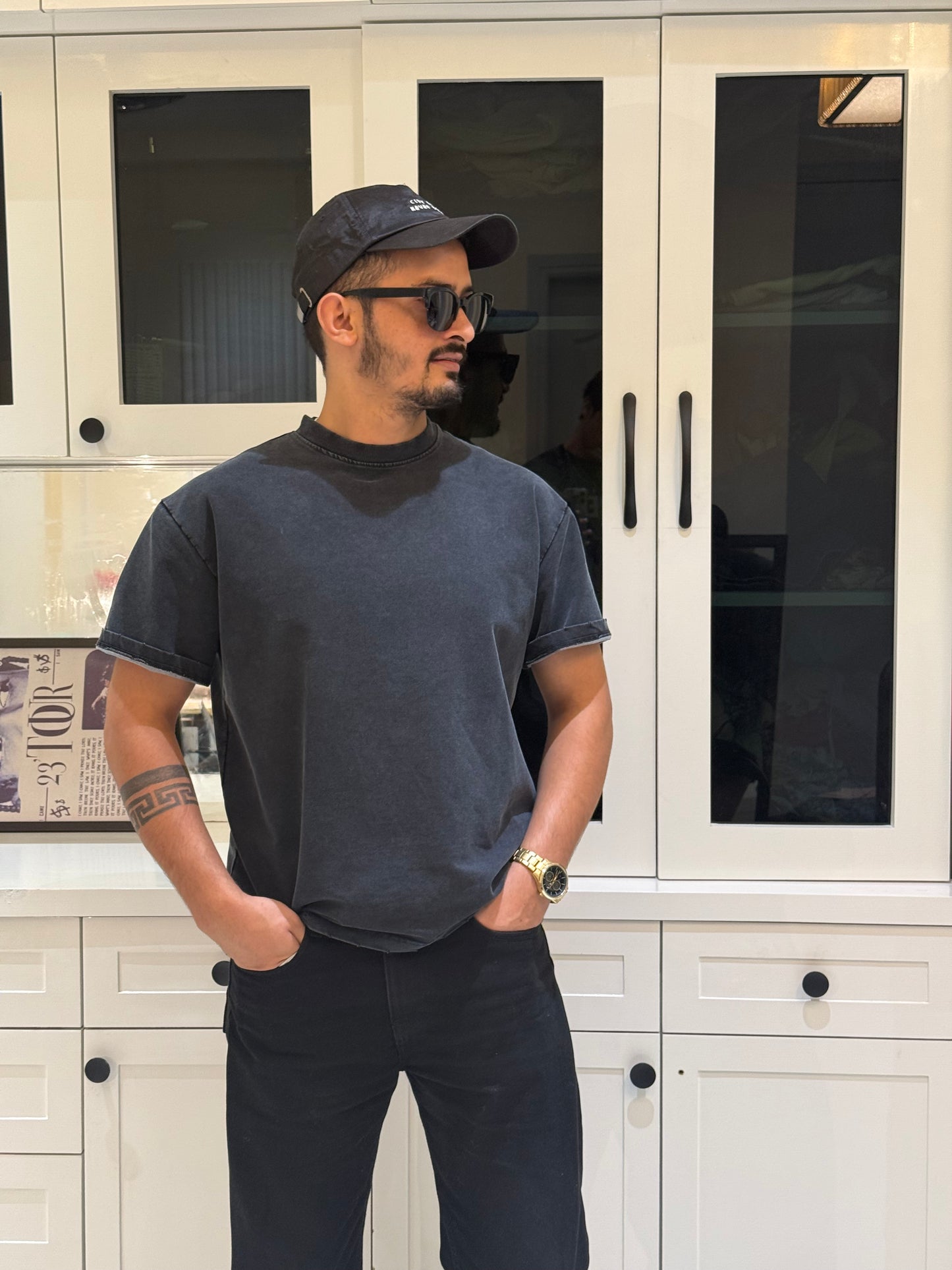 Blank Storm Fade Boxy Tee – Grey Acid-Wash