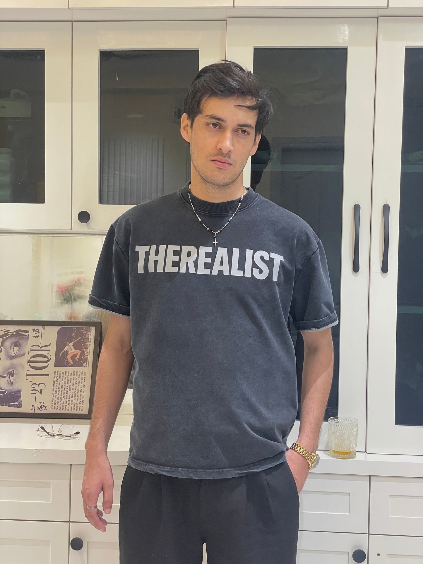 THEREALIST Storm Fade Boxy Tee – Grey Acid-Wash