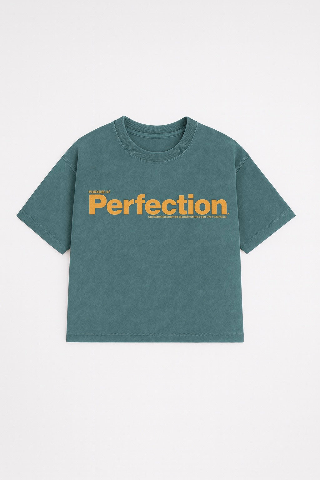 Acid-Washed Malachite Green T-Shirt with yellow print.