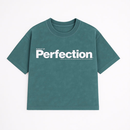 Acid-Washed Malachite Green T-Shirt with White print.
