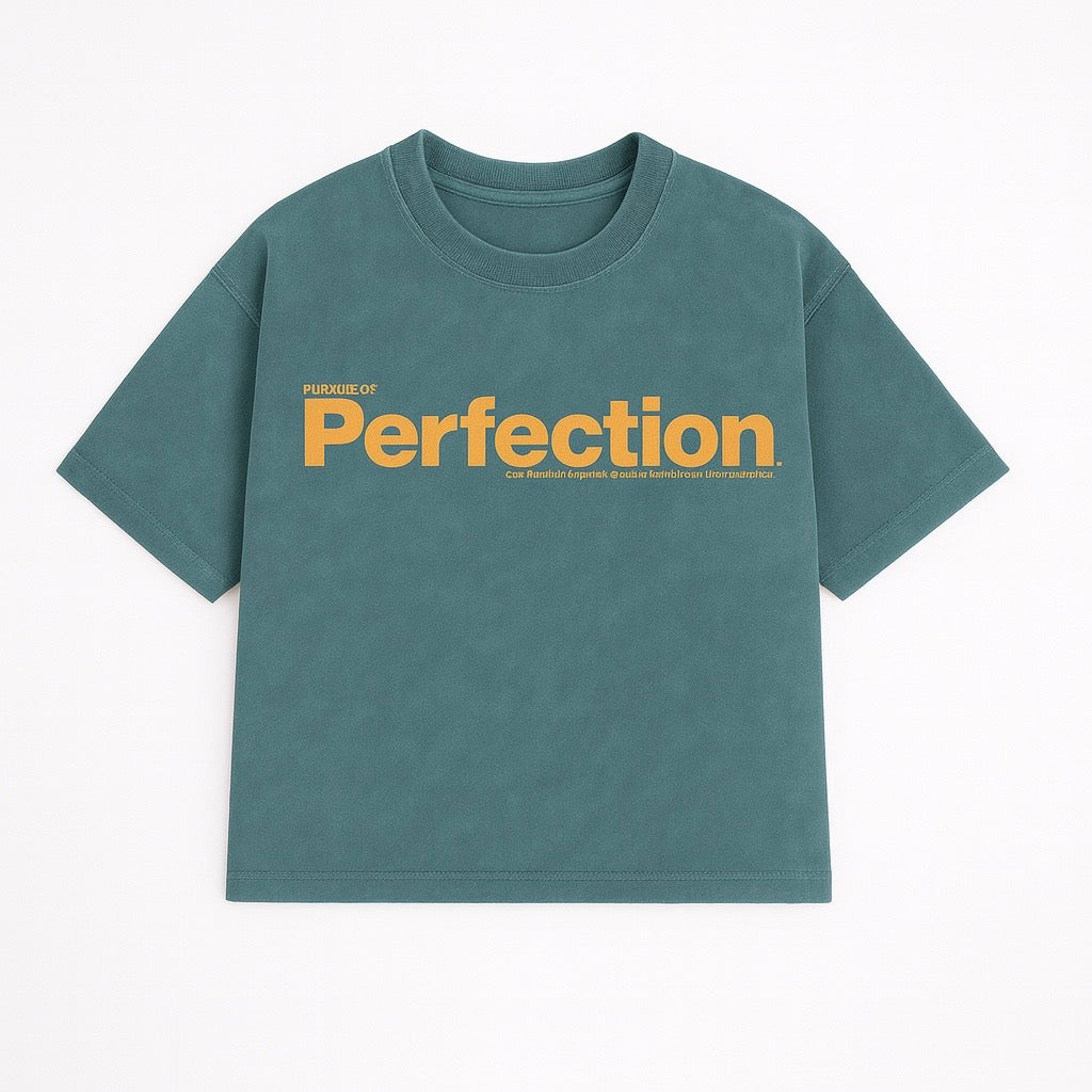Acid-Washed Malachite Green T-Shirt with yellow print.