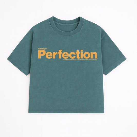 Acid-Washed Malachite Green T-Shirt with yellow print.