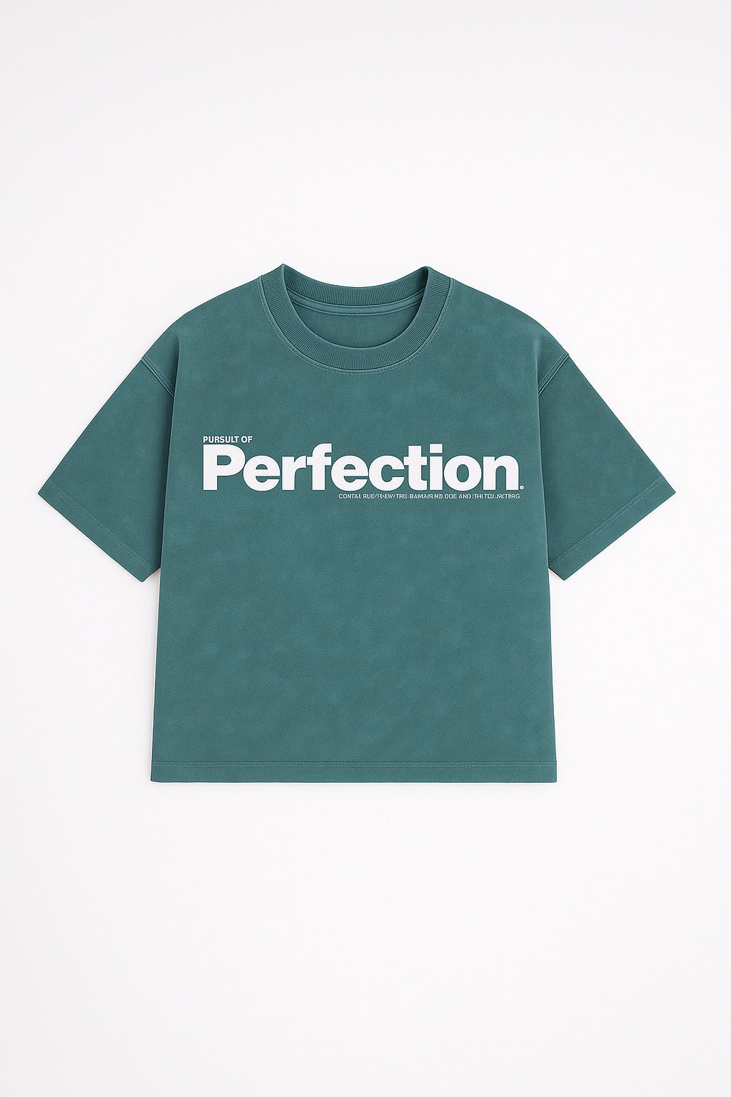 Acid-Washed Malachite Green T-Shirt with White print.