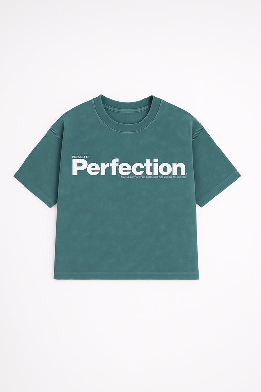 Acid-Washed Malachite Green T-Shirt with White print.