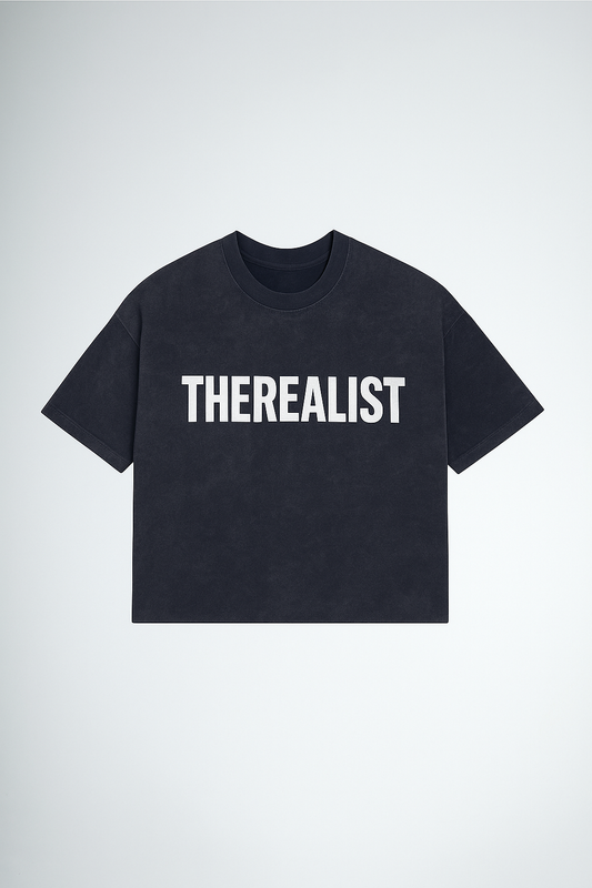 THEREALIST Storm Fade Boxy Tee – Grey Acid-Wash
